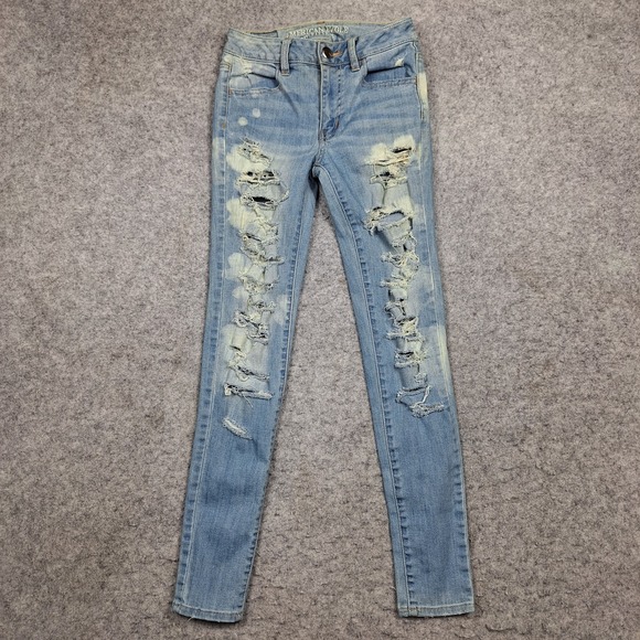 American Eagle Super Stretch Hi Rise Jegging Jeans Womens‎ 00 (24x28) Blue - Picture 1 of 11
